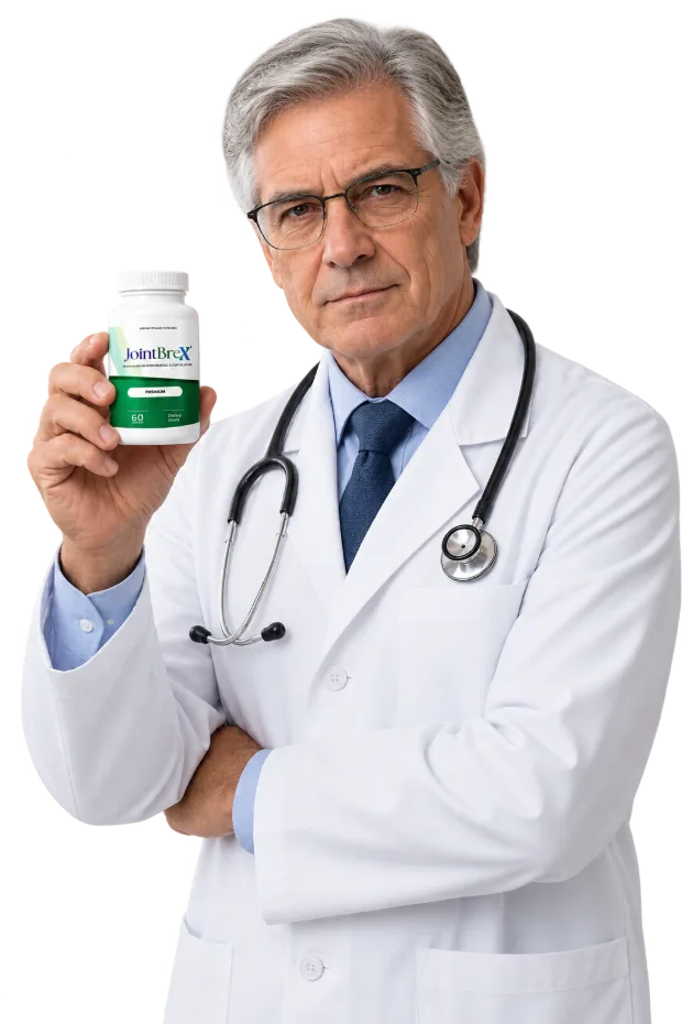 Doctor holding a bottle of JointBrex